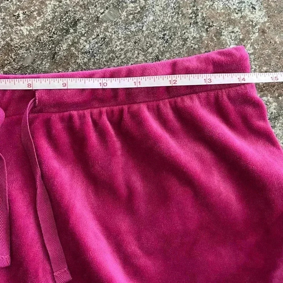 EUC Juicy Couture Velour Lounge Sleepwear Pajama Set Spellout Logo Pink Size S - Picture 7 of 10